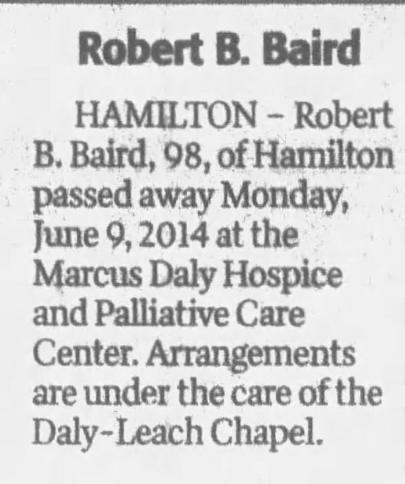 Ravalli Republic, Hamilton, Montana - Robert B. Baird